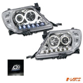 Crystal High Power LED DRL & Angel Eyes Projector Head Lights for Toyota Hilux VIGO Pick Up UTE 2005 - 2011 - Mars Performance